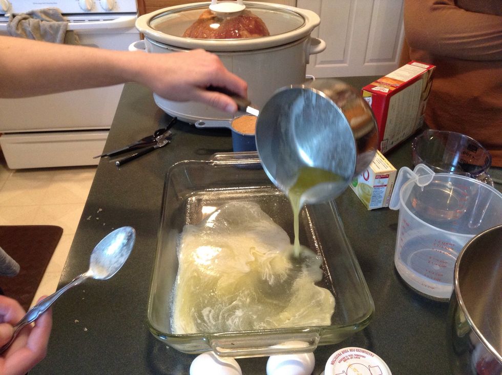 Pour butter into the pan