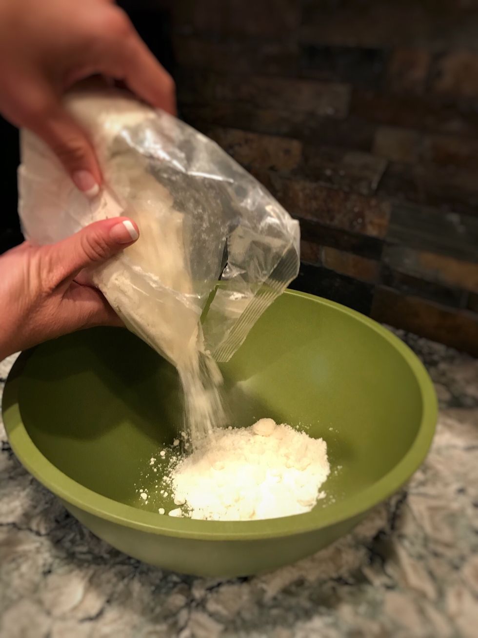 Pour cake mix in large bowl