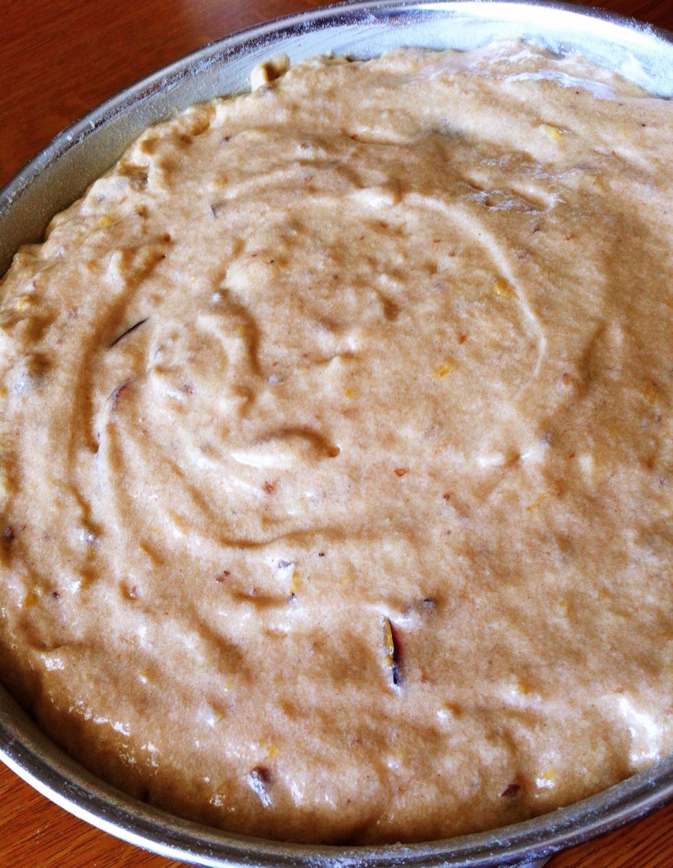 Pour cake mixture into baking tin and bake in oven for 55-60 minutes