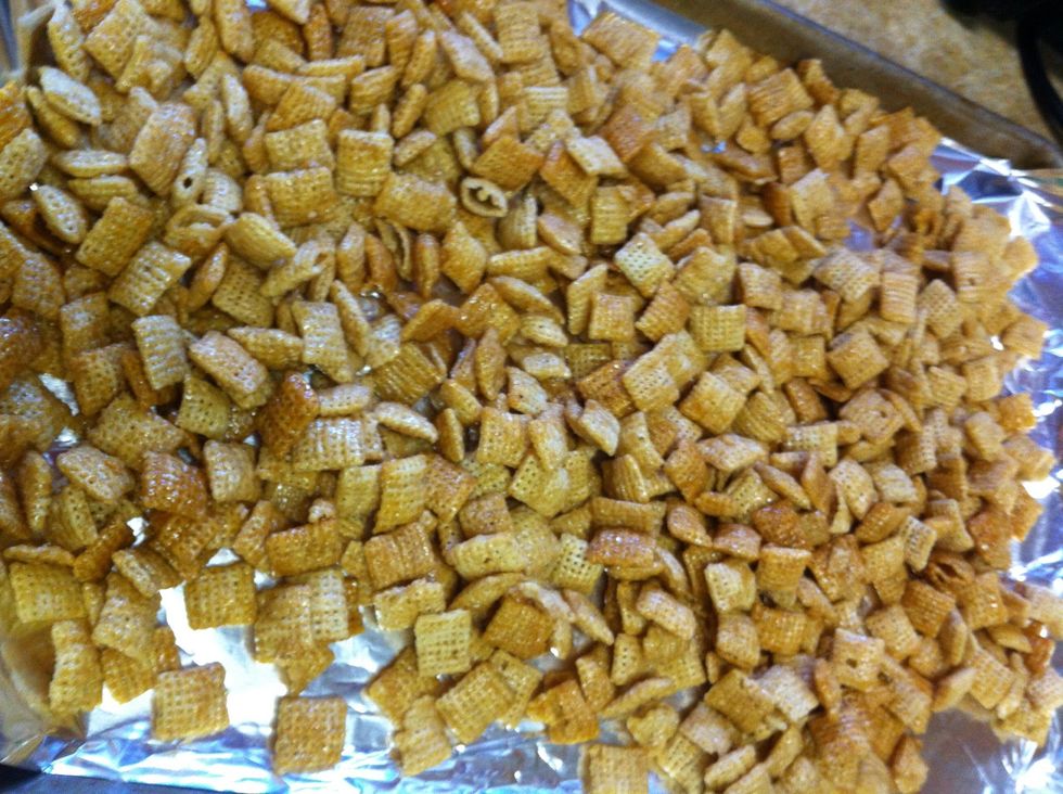 Pour chex mix on foil....