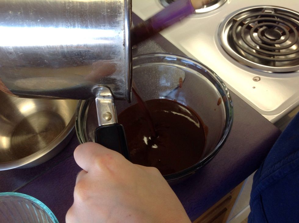 Pour chocolate into large bowl and stir in sugar
