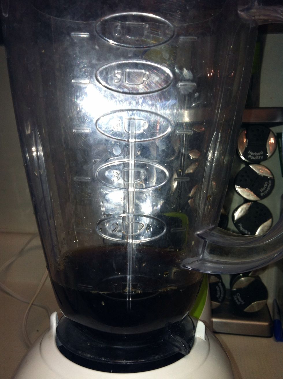 Pour coffee in blender.  It must be chilled- hot coffee will not blend properly.
