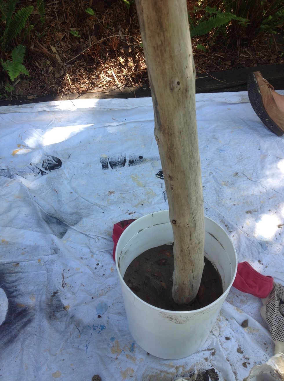 Pour concrete into mould and use a spoon to ensure concrete reaches all areas of mould. Allow to set.