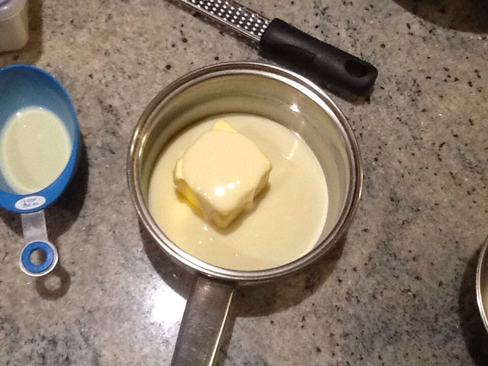 Pour condensed milk and the 125 grams of butter