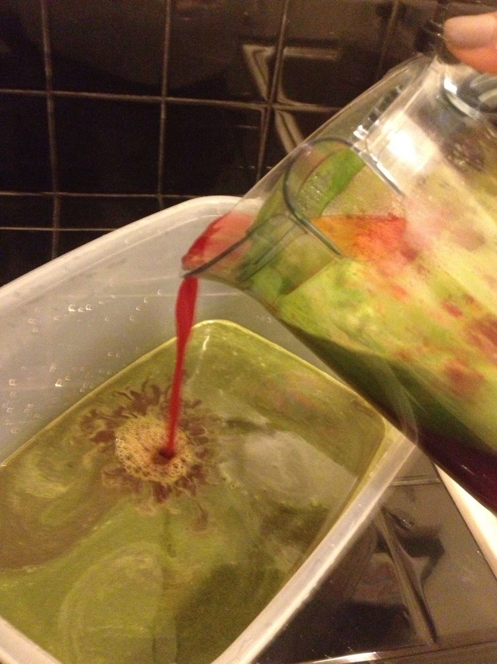 Pour contents in a larger container