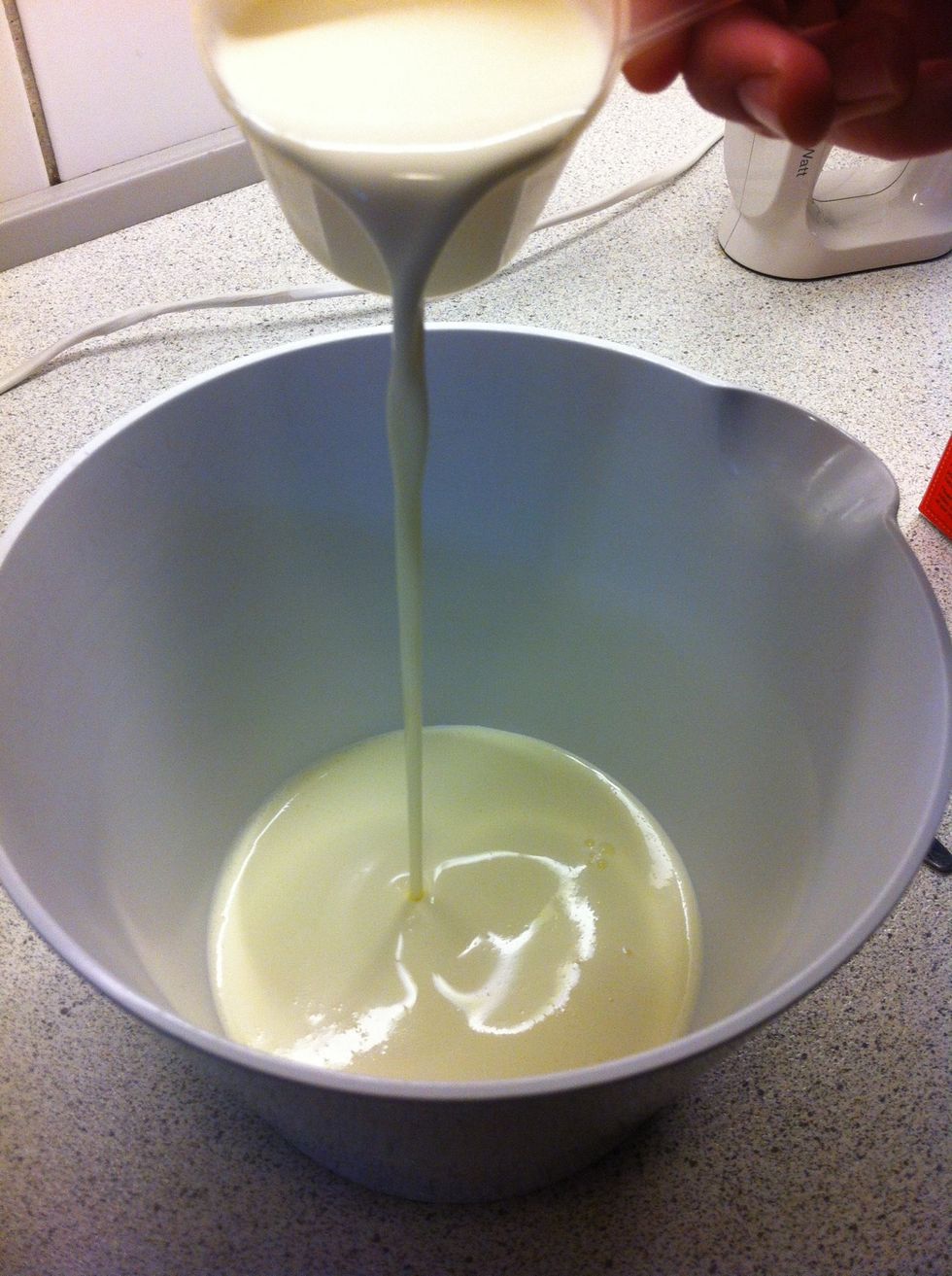 Pour cream to the bowl