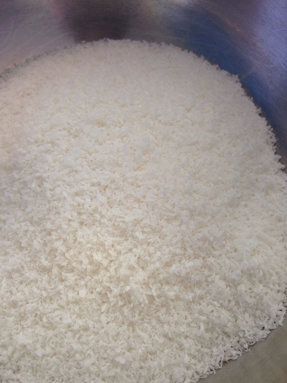 Pour desiccated coconut into a medium sized bowl