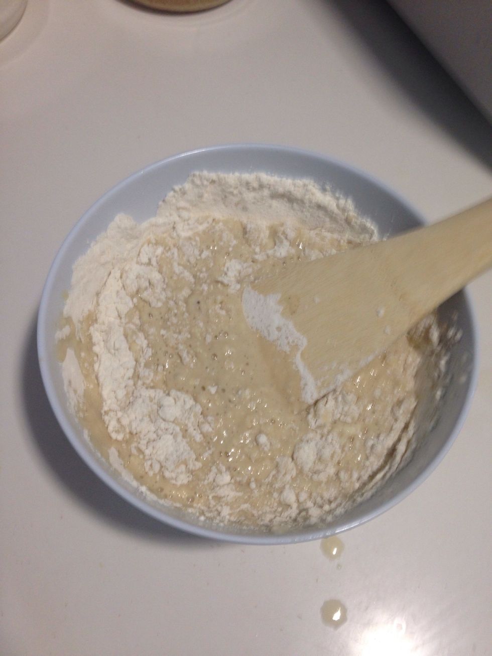 Pour dry ingredients and mix well