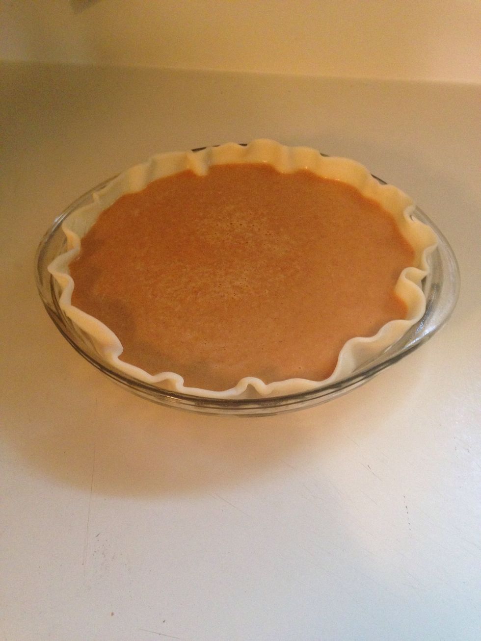Pour everything in the pie plate, and it's ready to bake.
