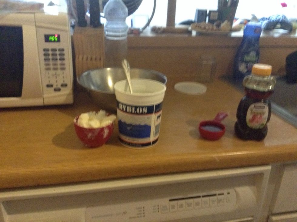 Pour everything in there cups use as much as you want on your amount of fruit