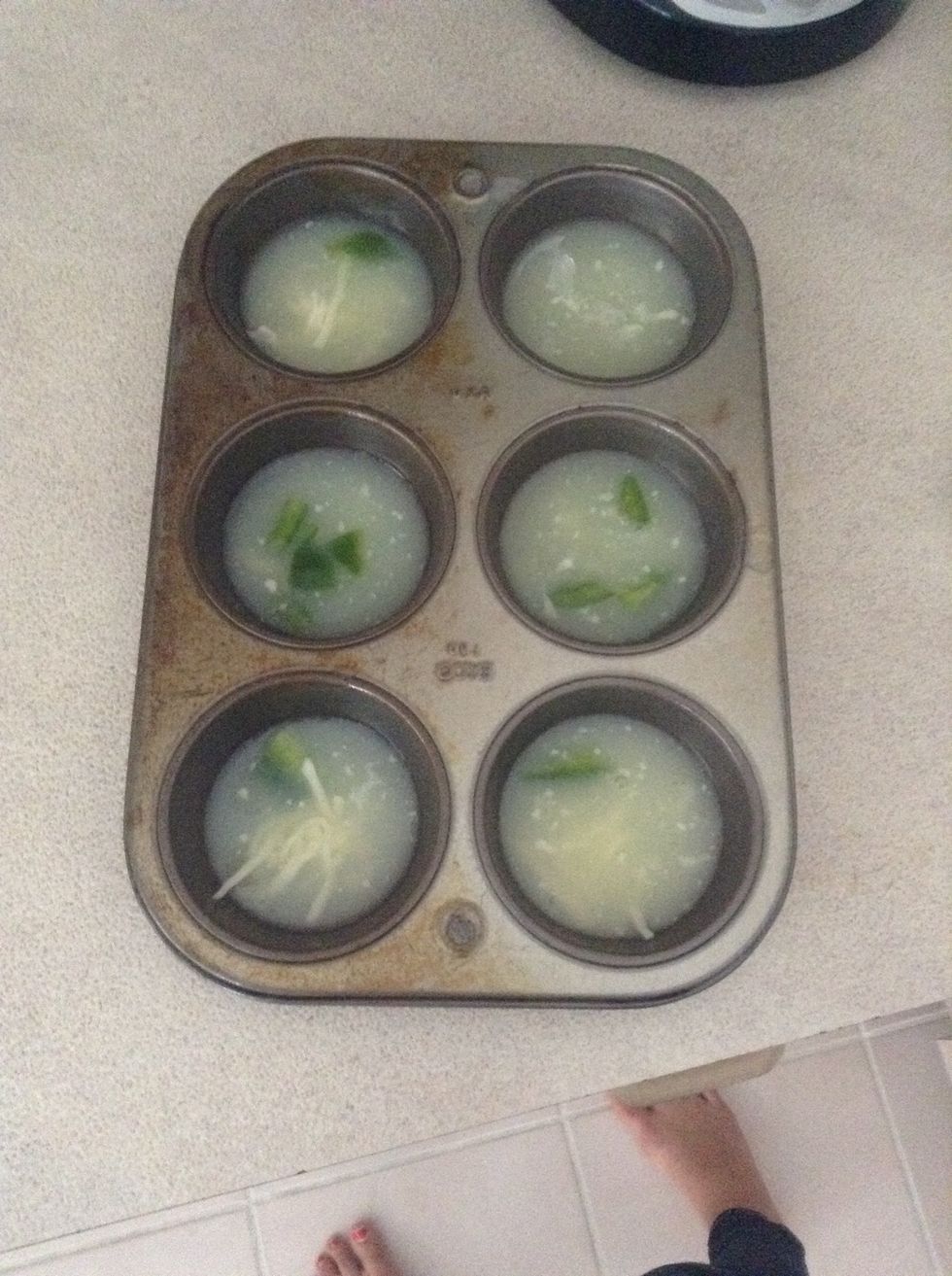 Pour everything into the pan once it has all been mixed.