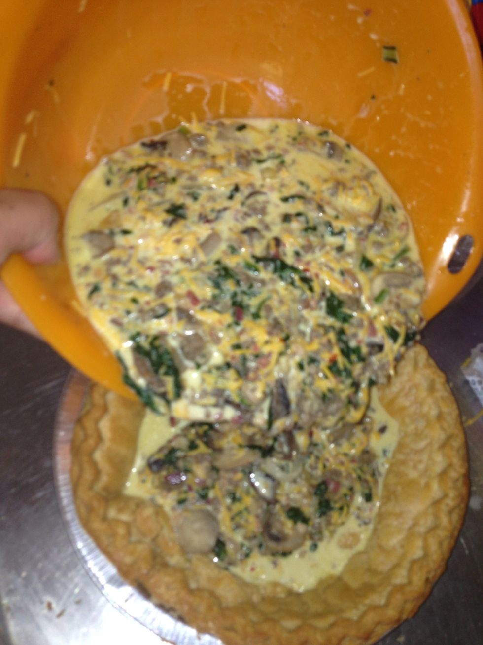 Pour filling into crust