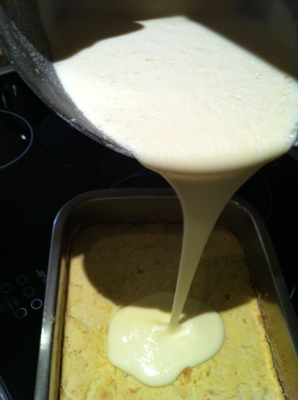 Pour filling onto base.