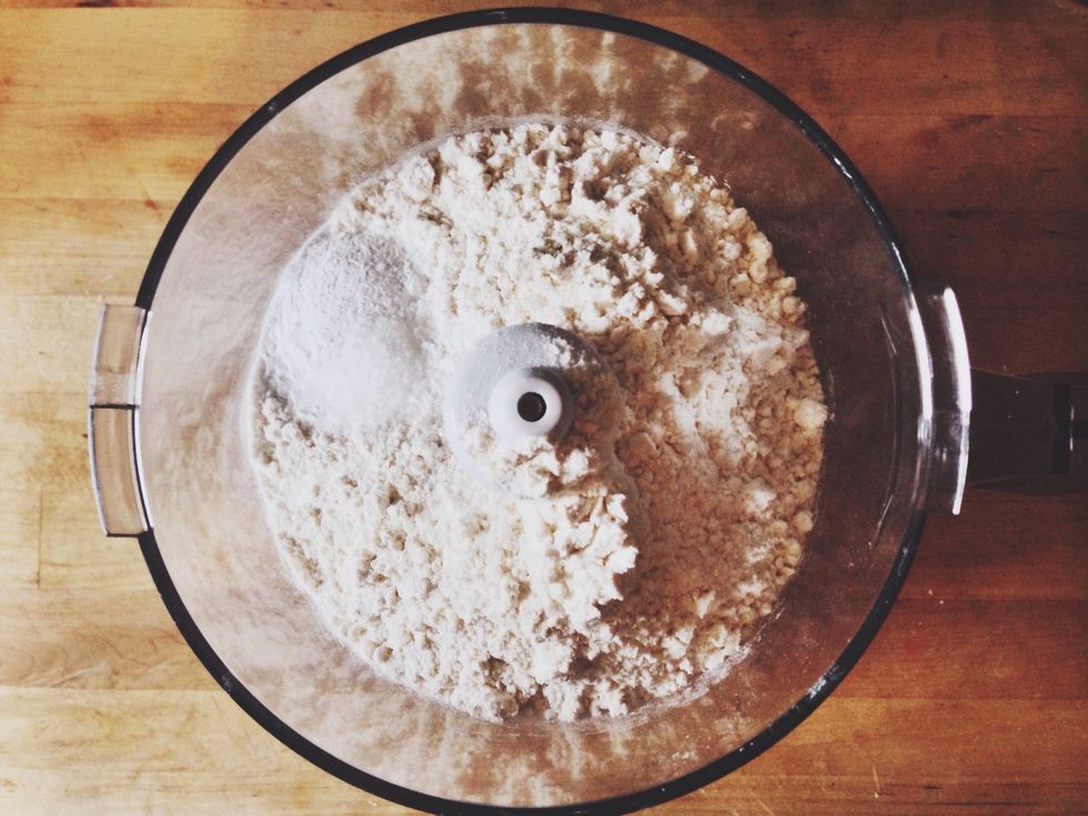 Pour flour, baking powder, and salt into food processor. If you don't own a food processor, a pastry blender will work well too.