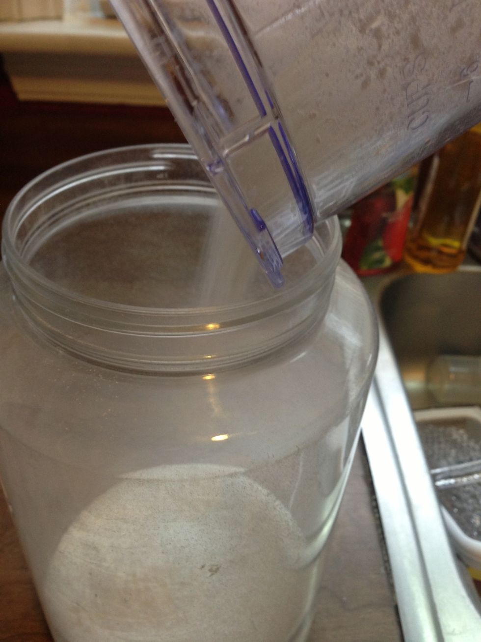 Pour grated, microwaved, blended soap into a container.