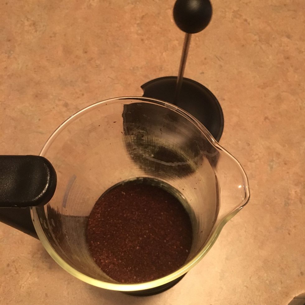 Pour grounds into French press