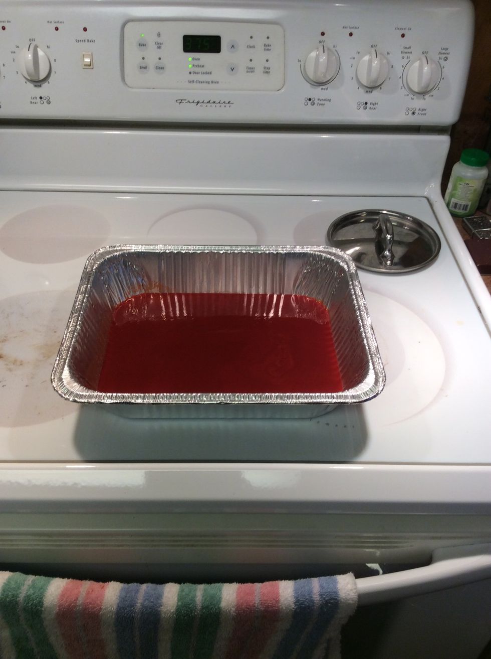 Pour half a can of sauce into the bottom of your pan. (I had to use 2 pans.)