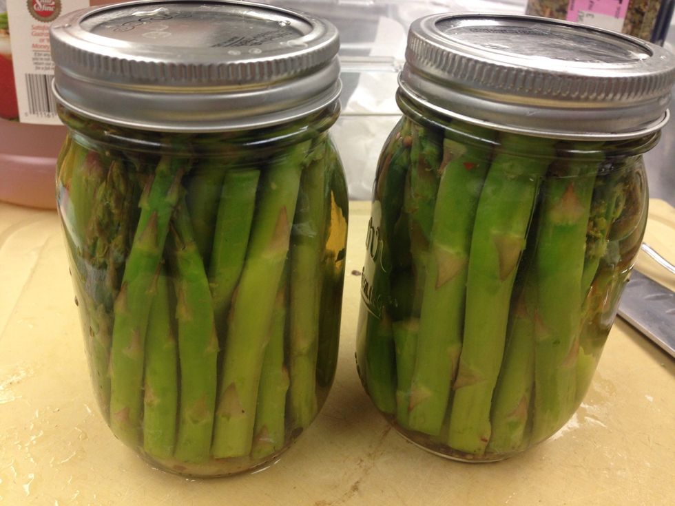Pour hot pickling liquid over each jar making sure to fill to the brim. Cover tightly.