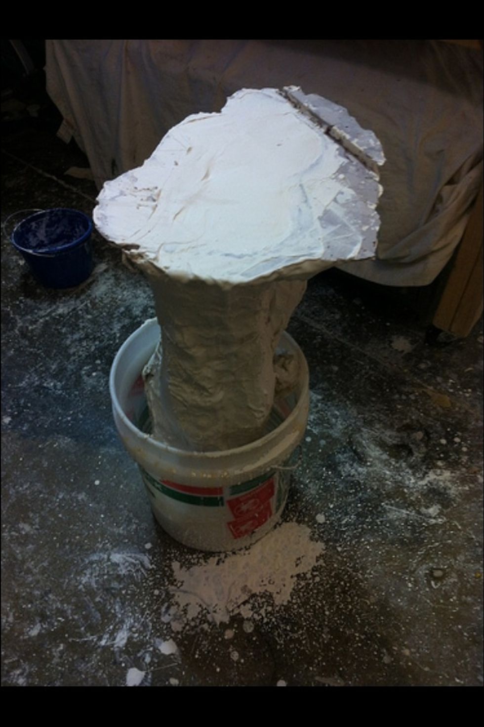 Pour hydrocal into the mold and jiggle vigorously to release air bubbles. Let the hydrocal completely harden.