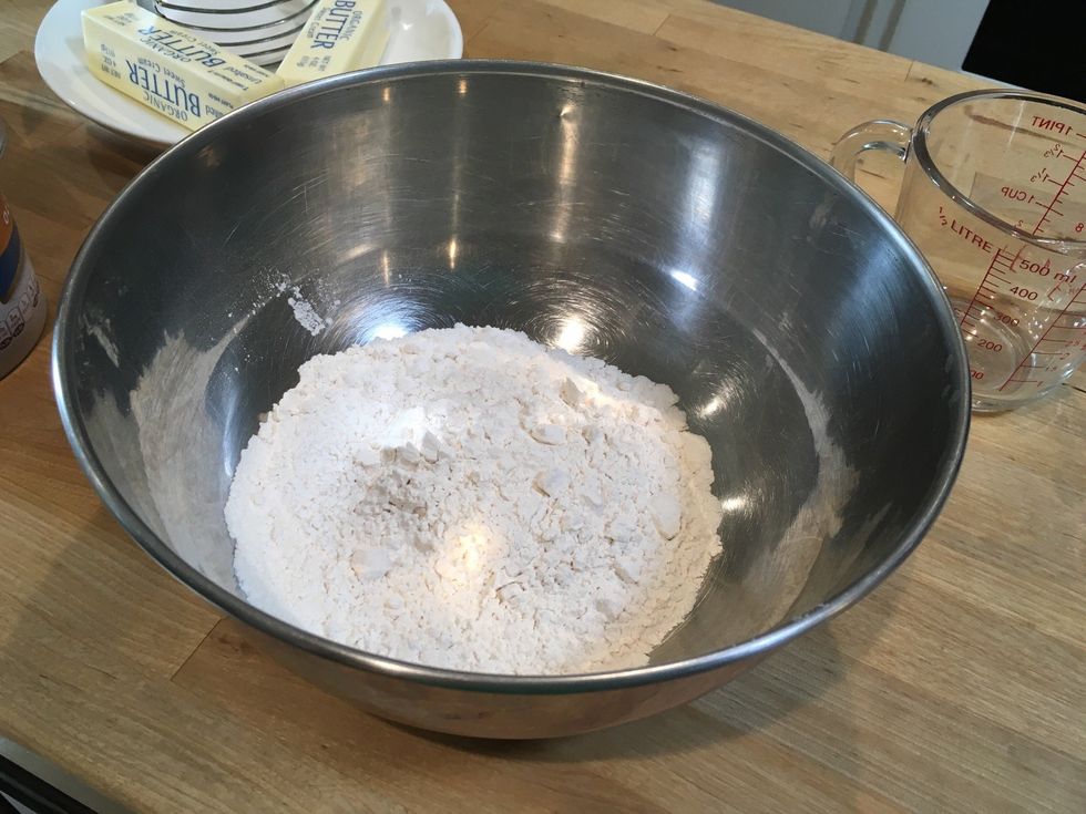 Pour in 1 1/2 cups of flour