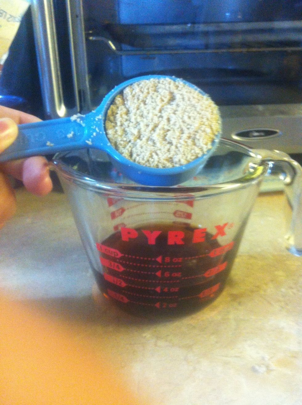 Pour in 1/3 cup of brown sugar