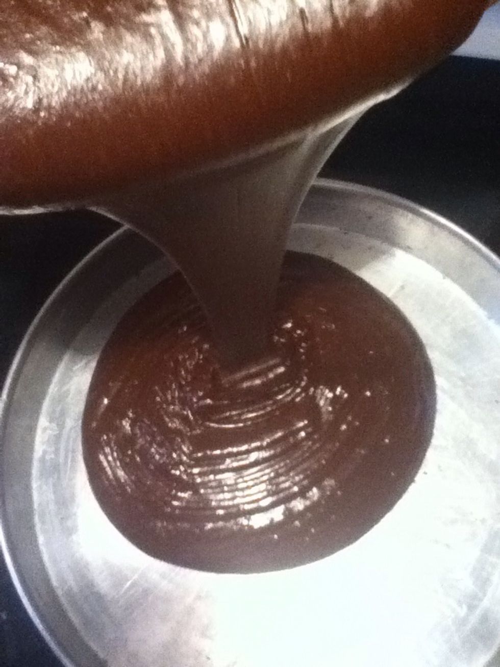 Pour in a buttered cake pan