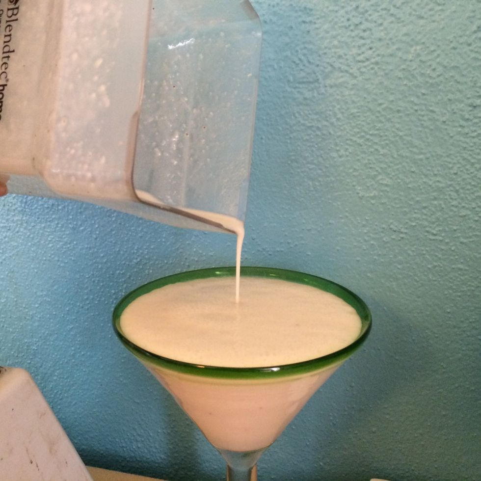 Pour in a nice glass or your favorite smoothie cup.