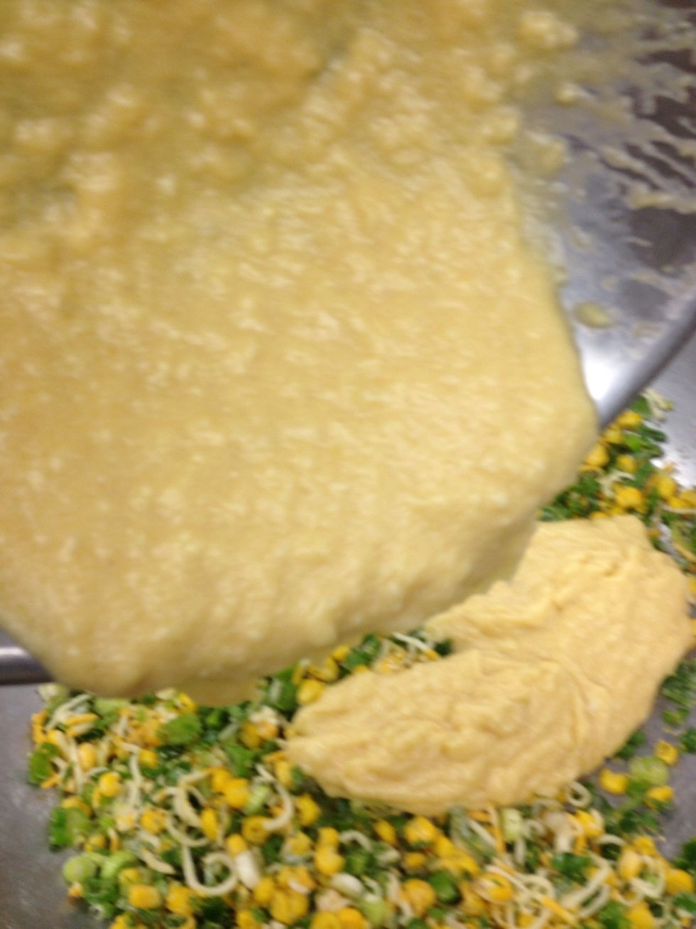 Pour in bechamel mixture