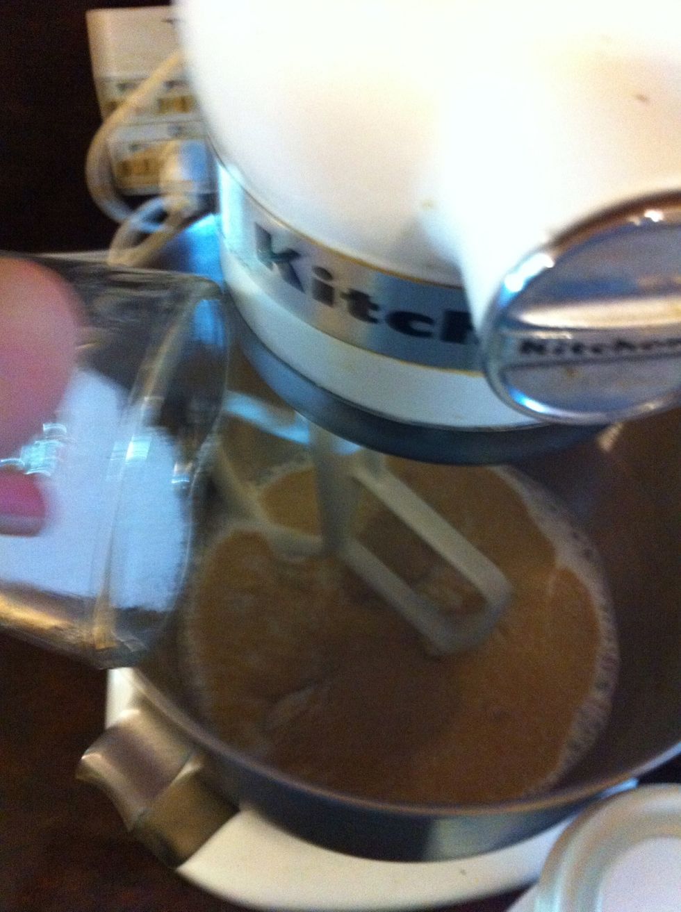 Pour in. Do not mix yet.