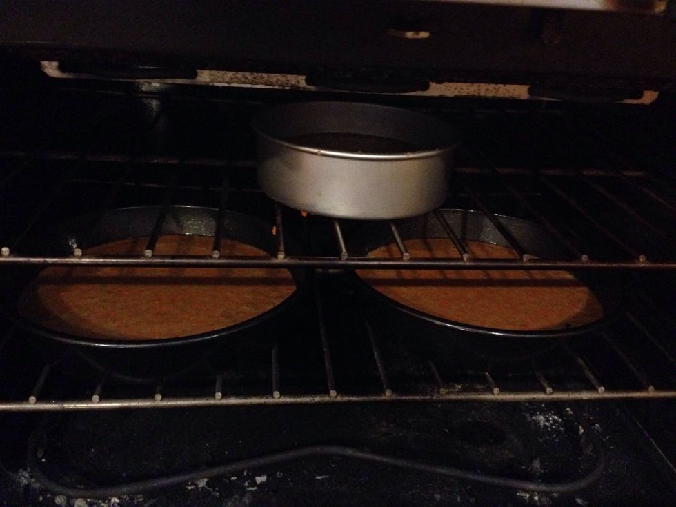 Pour in, greased and parchment lined baking pans!