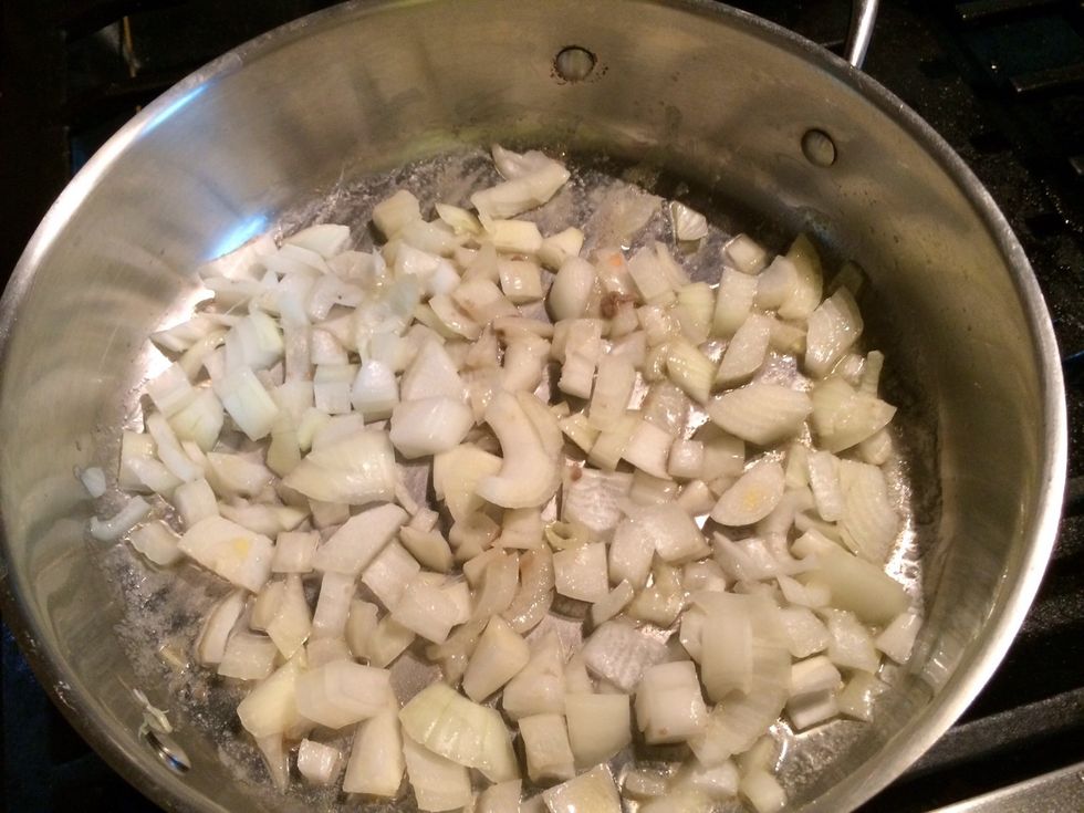 Pour in one diced onion.