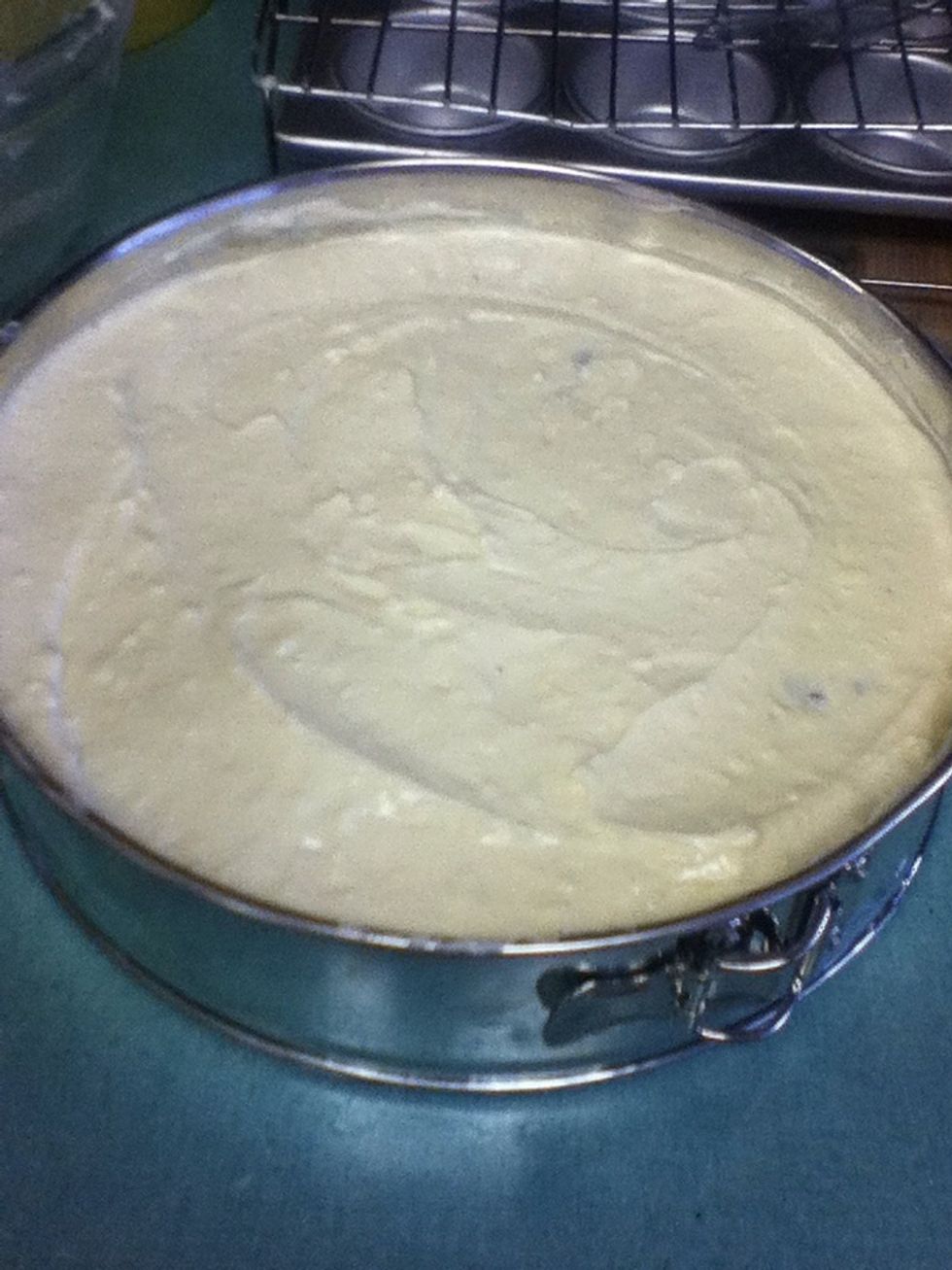 Pour in remaining, put in oven and bake at 350 degrees F (175 degrees C) for 45 mins