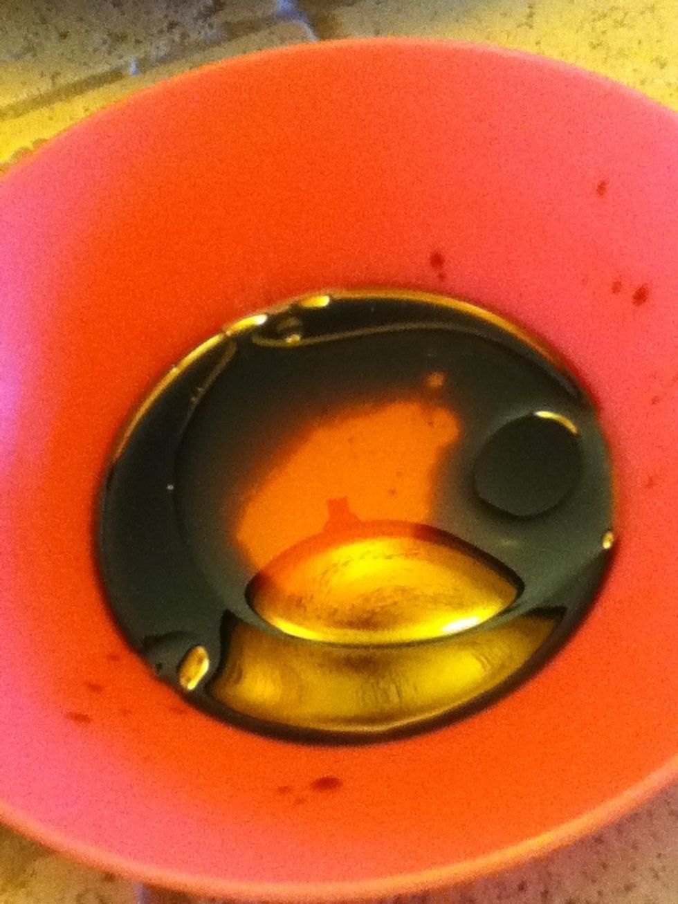 Pour in some vinegar, enough to fill the bottom of the bowl. Then add about 2-3 tsp of oil