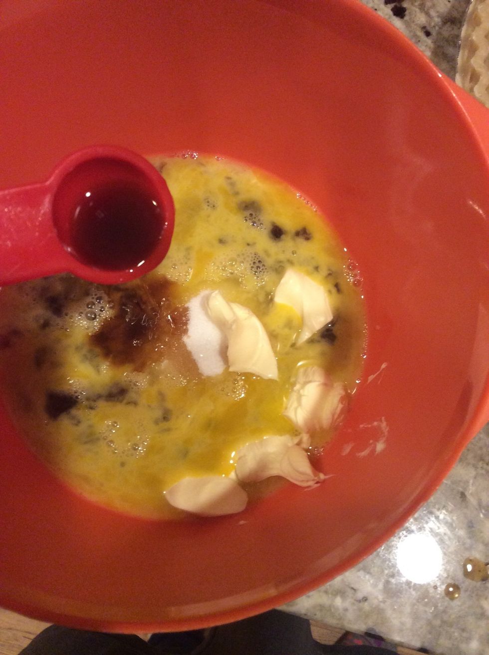 Pour in the 1 teaspoon of vanilla extract