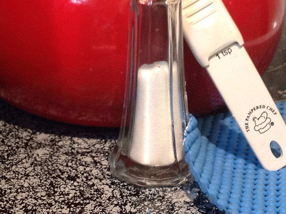 Pour in the 1 tsp of salt.