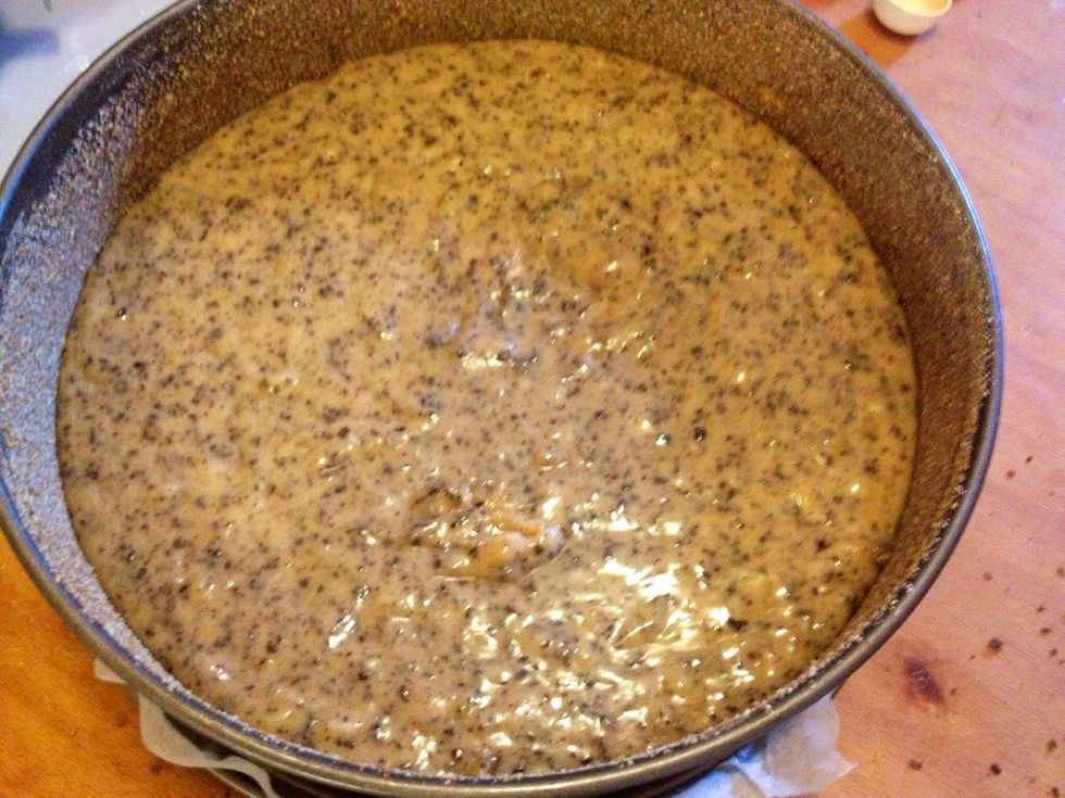 Pour in the banana batter. Bake for at 45 minutes or when a toothpick comes out clean.