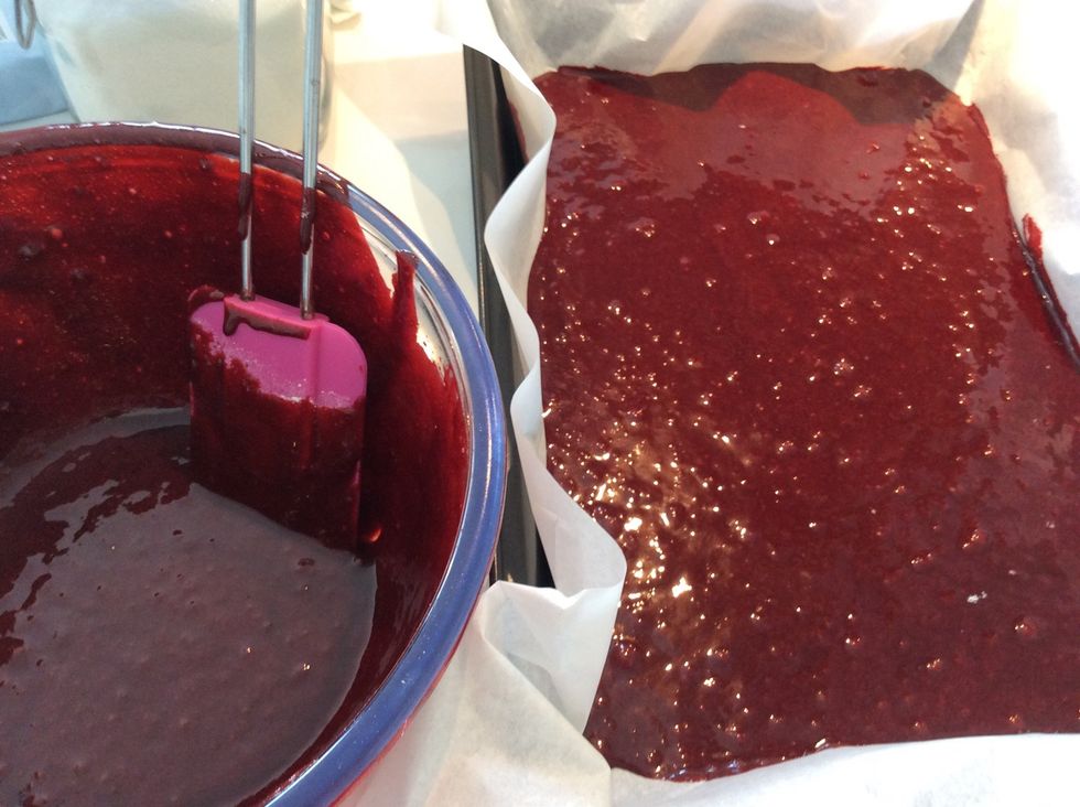 Pour in the batter, leaving about 5 tbs behind