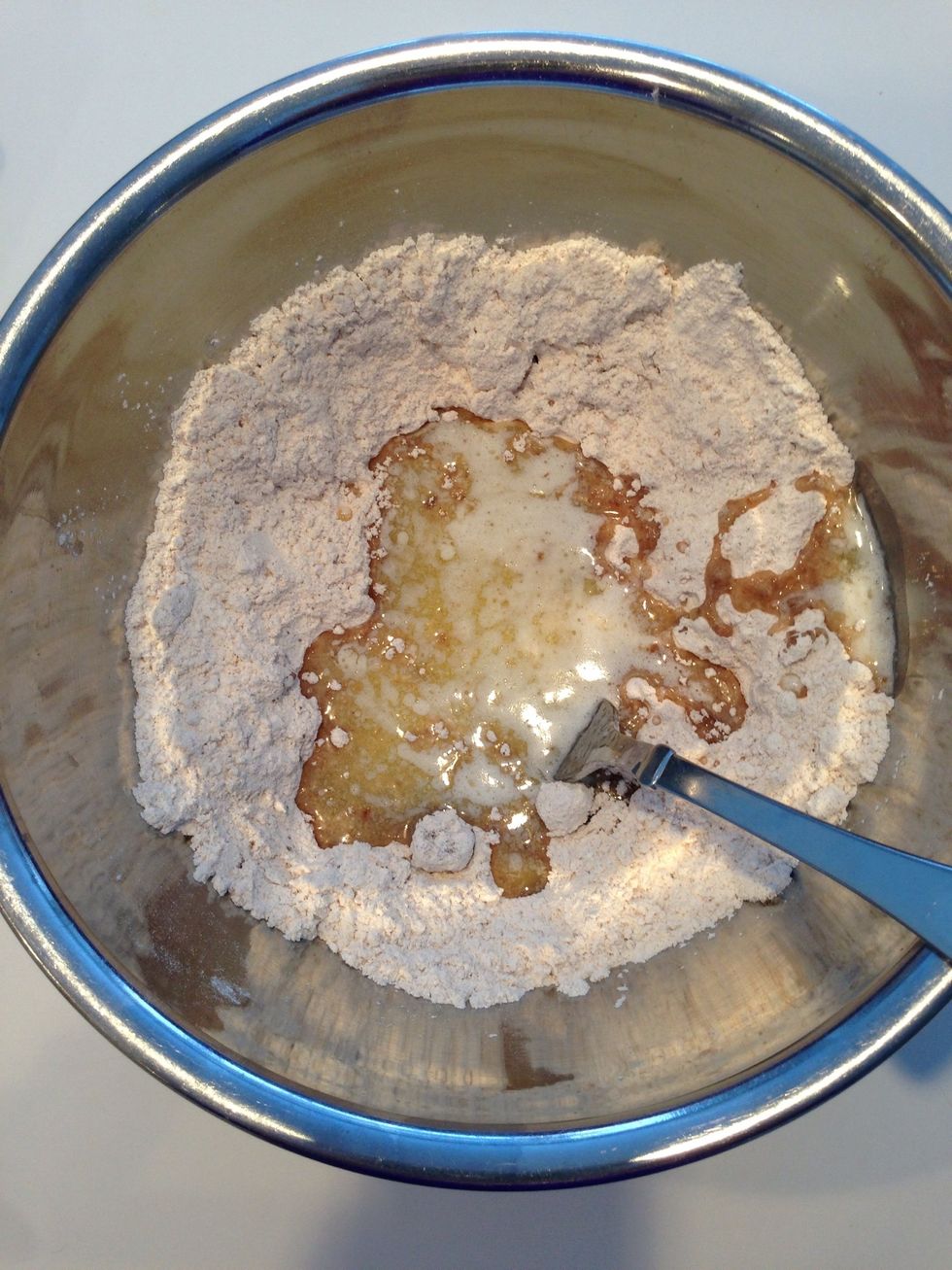 Pour in the butter.