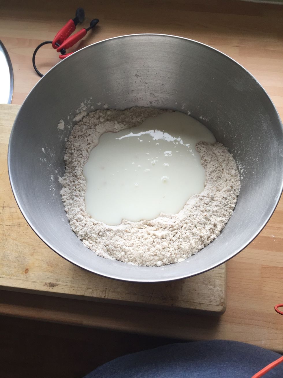 Pour in the buttermilk