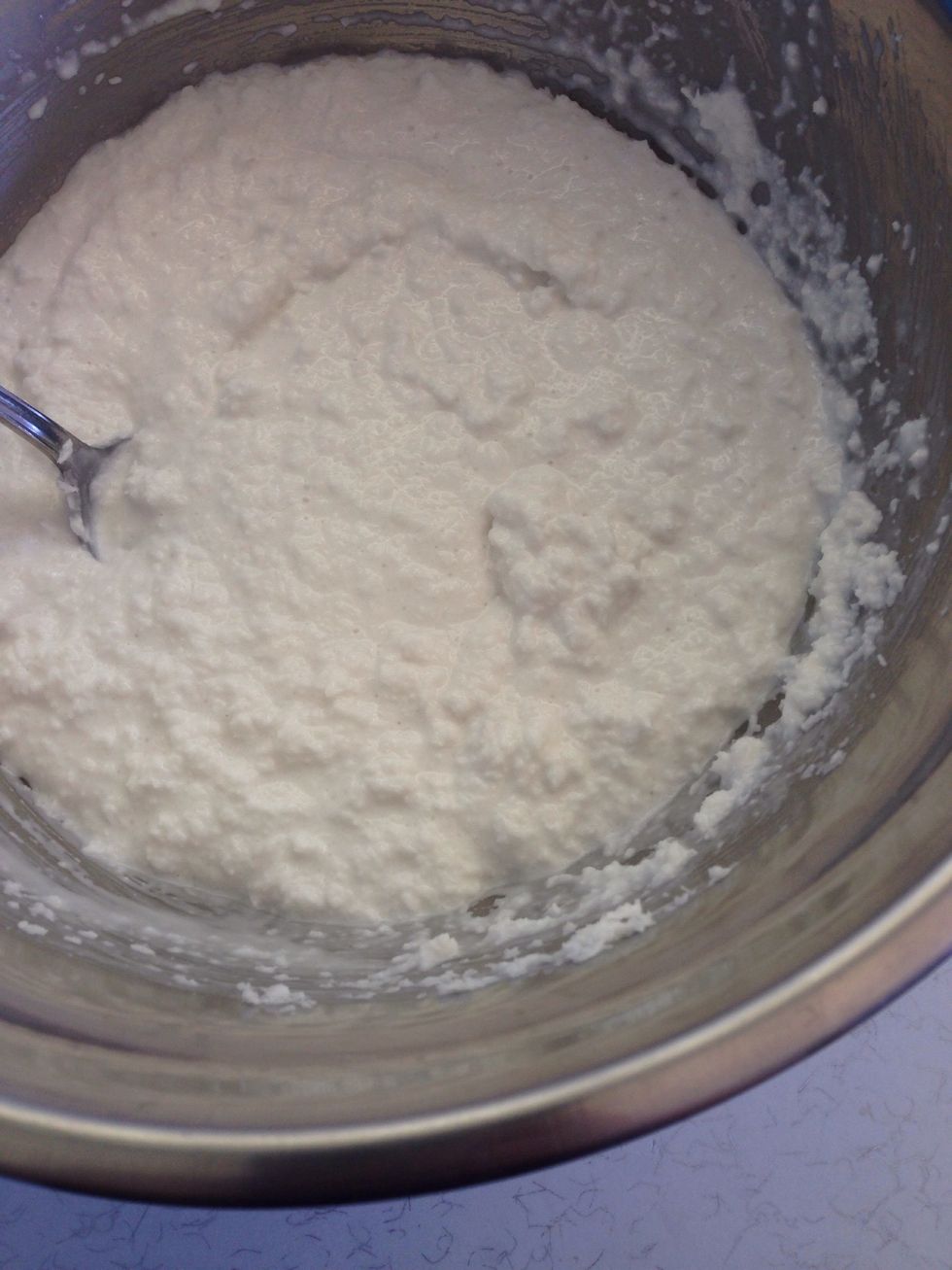 Pour in the coconut cream and stir together well.