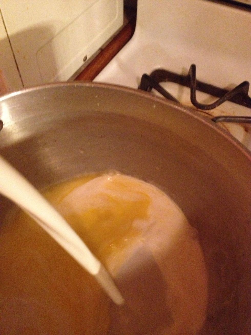 Pour in the half and half (: