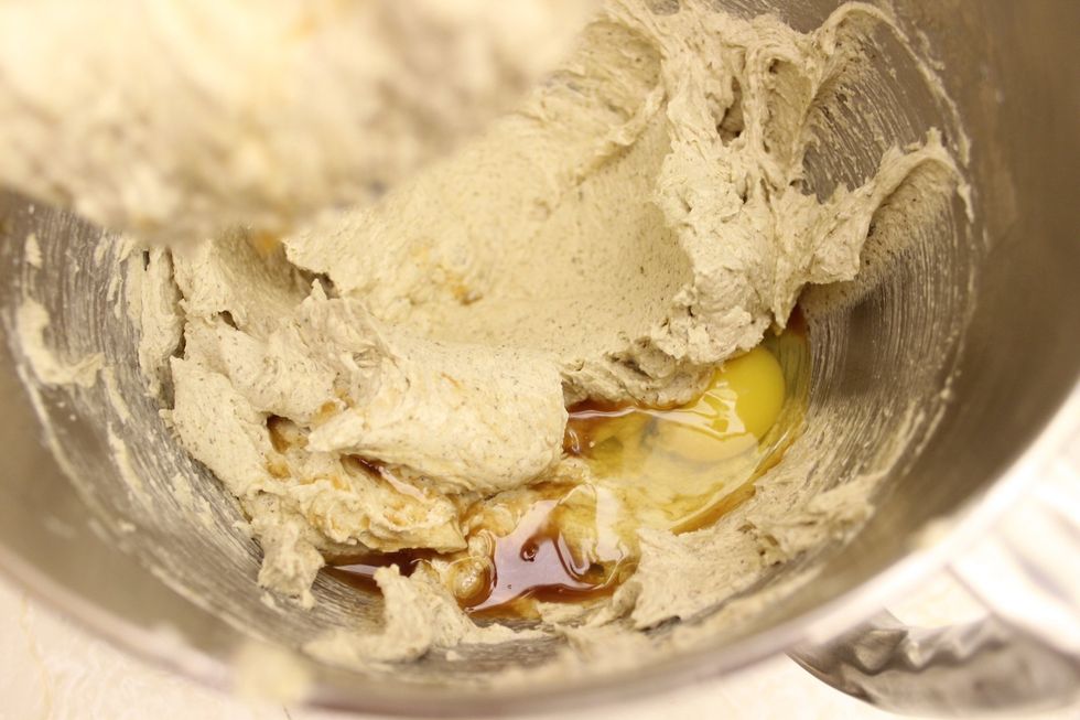 Pour in the last and rest of the egg into the butter mixture. Stir until well blended.