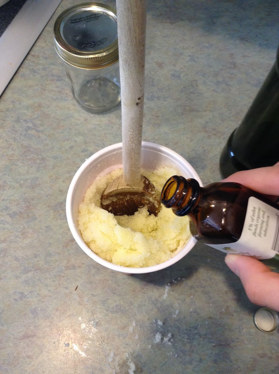 Pour in the lemon extract and mix.