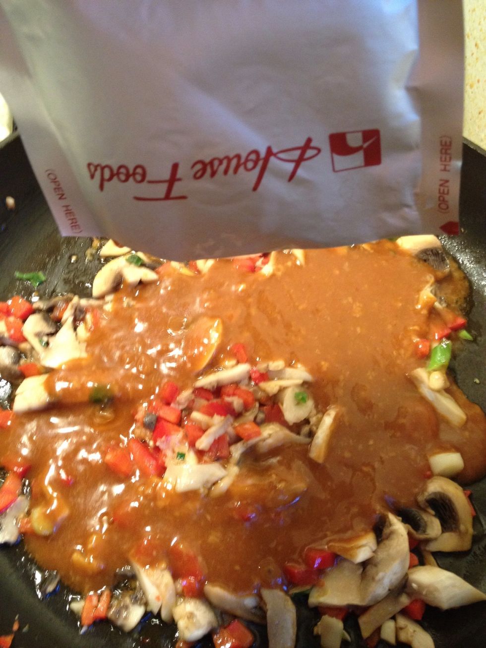 Pour in the Mabo Tofu sauce and stir and heat it for just 1-2minutes more.