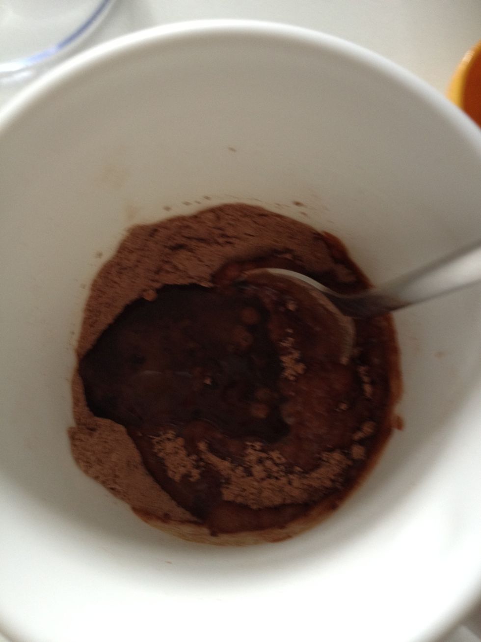 Pour in the water and oil.