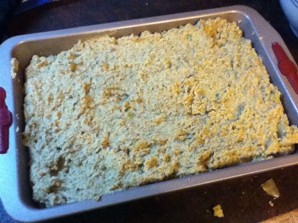 Pour into 13 x 9 pan.