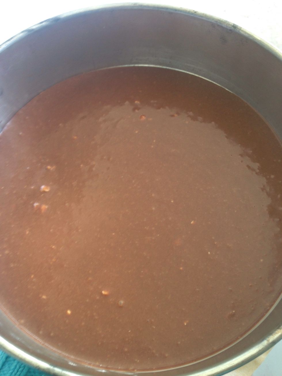 Pour into 2 9inch baking pans and bake at 350 degree preheated oven for 30 minutes