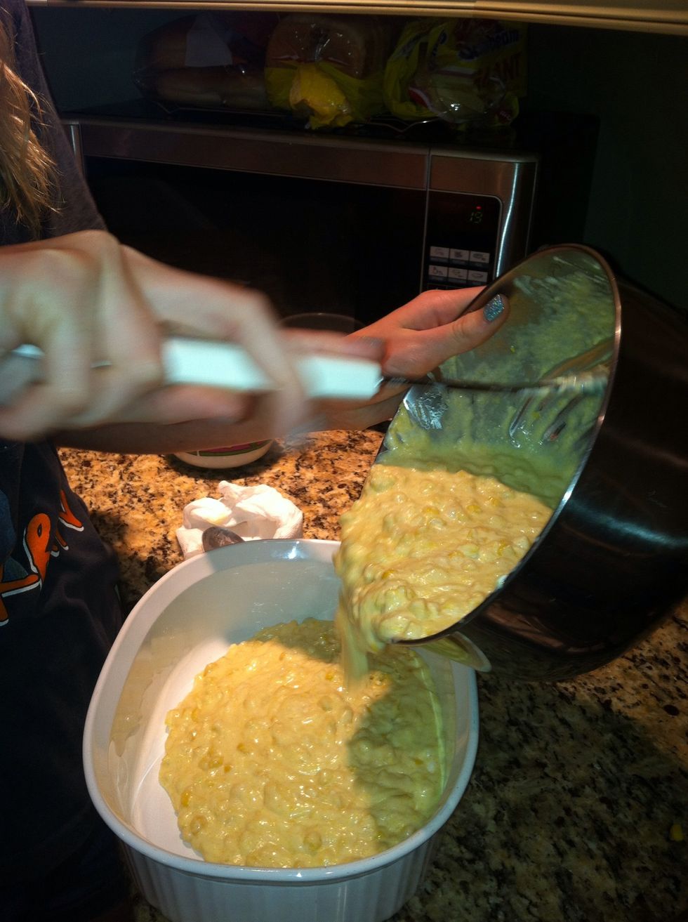 Pour into a 9"x13" casserole dish