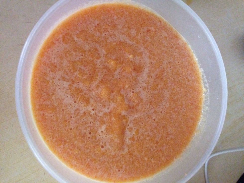 Pour into a container and take back to the fridge for 2 more hours