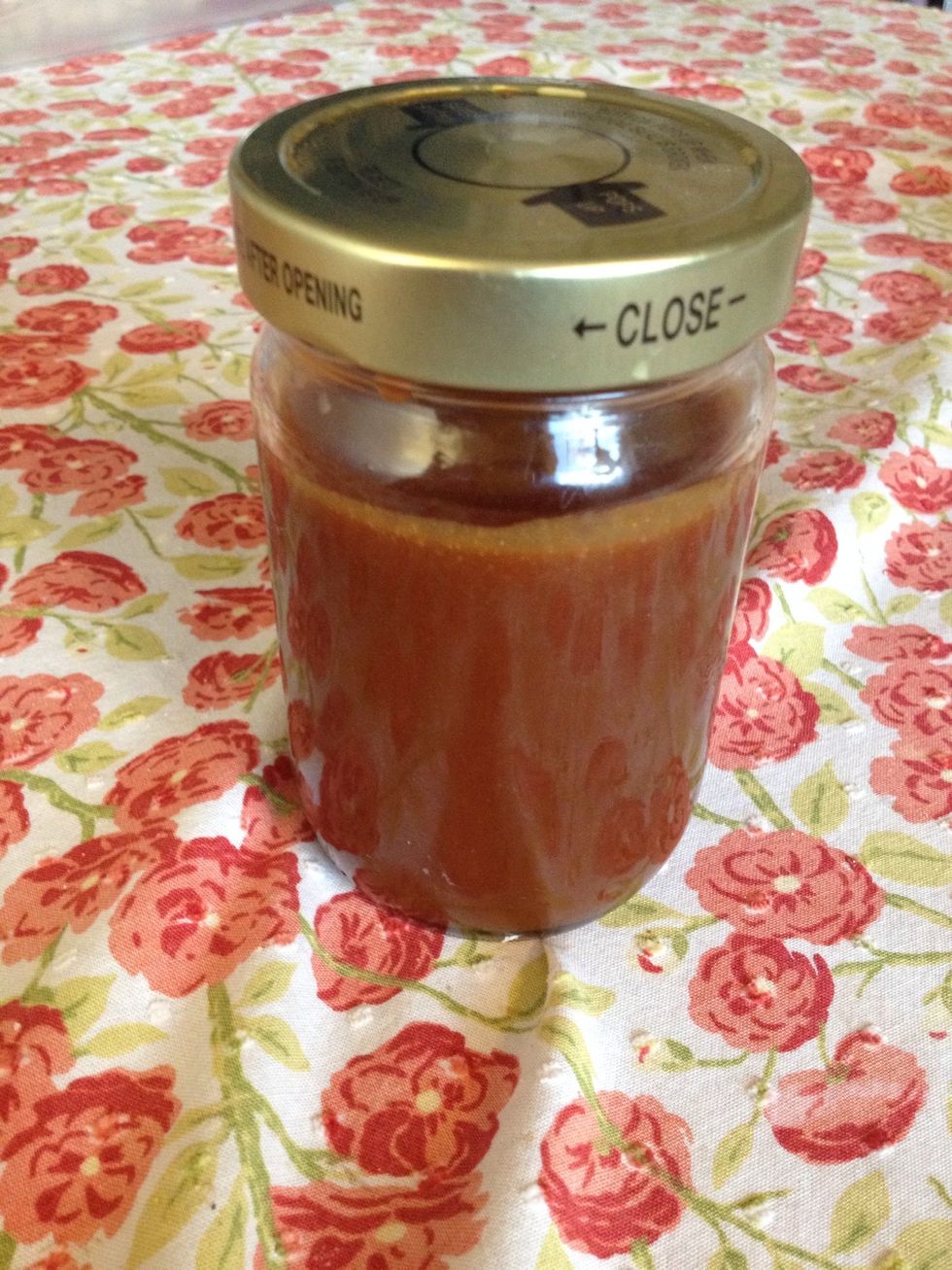 Pour into a glass jar. You can store up to 2 weeks in the refrigerator. Assuming it lasts that long!